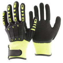 NMSAFETY Mechanical TPR gloves double Nitrile sandy finish glassfiber palm Anti-Impact